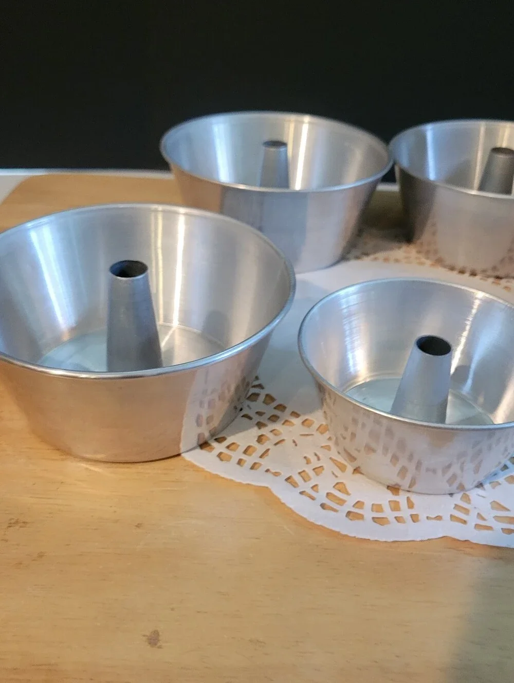 Silver Aluminum Angel Food / Tube Cake Pans - Set of 7 Bundt Pans Vintage